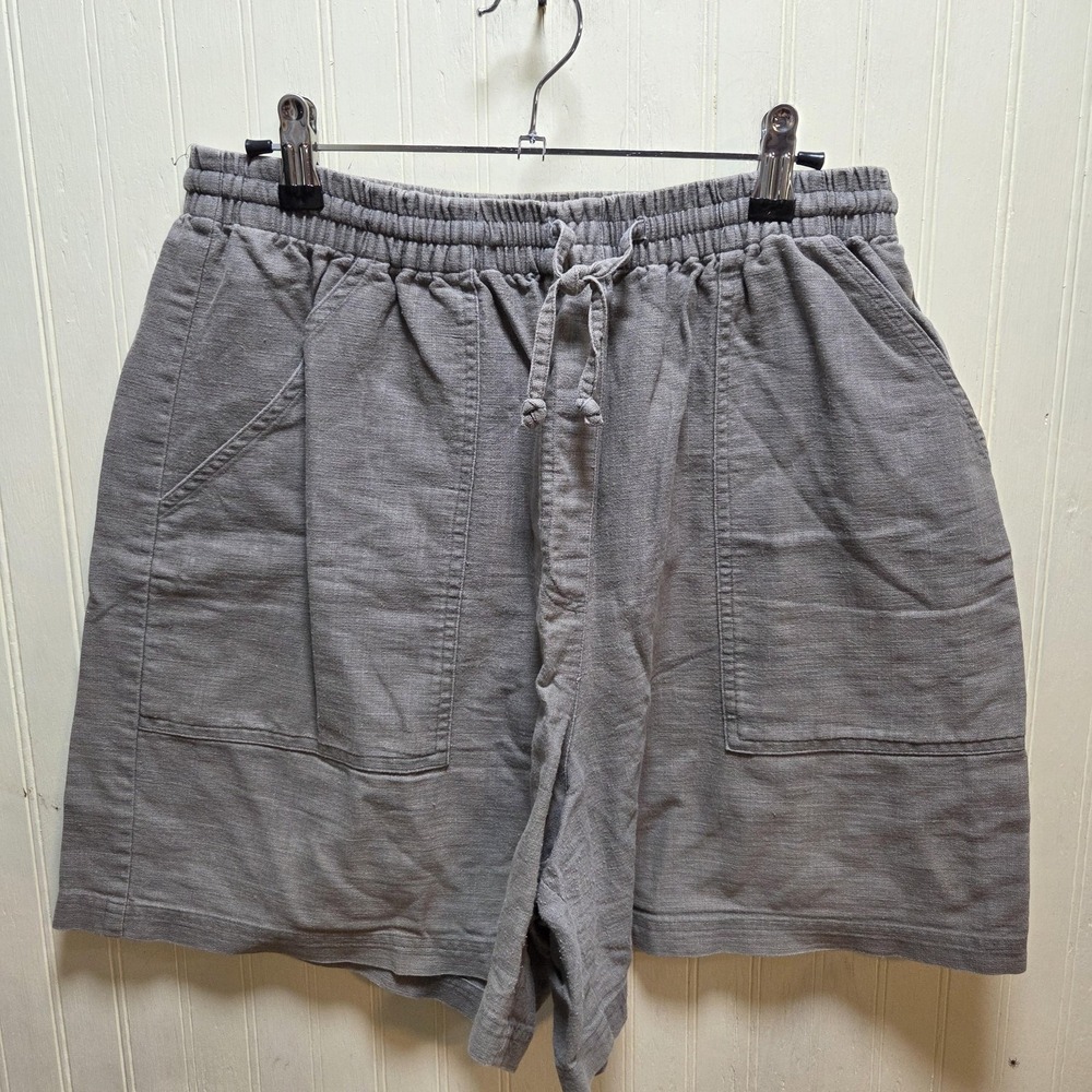 Milano Design Group Shorts Mens Large Gray Linen Cotton Bermuda Casual Summer